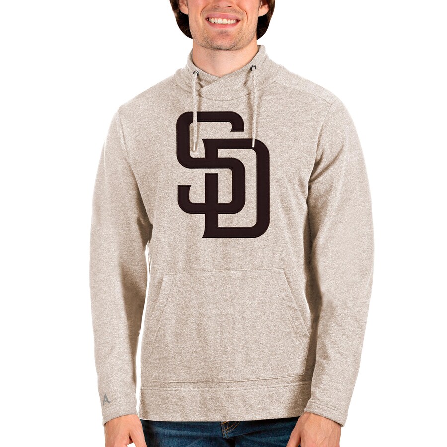 Men's San Diego Padres Antigua Oatmeal Reward Pullover Sweatshirt