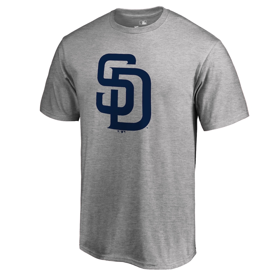 Men's San Diego Padres Ash Secondary Color Primary Logo T-Shirt Men's San Diego Padres Ash Secondary Color Primary Logo T-Shirt