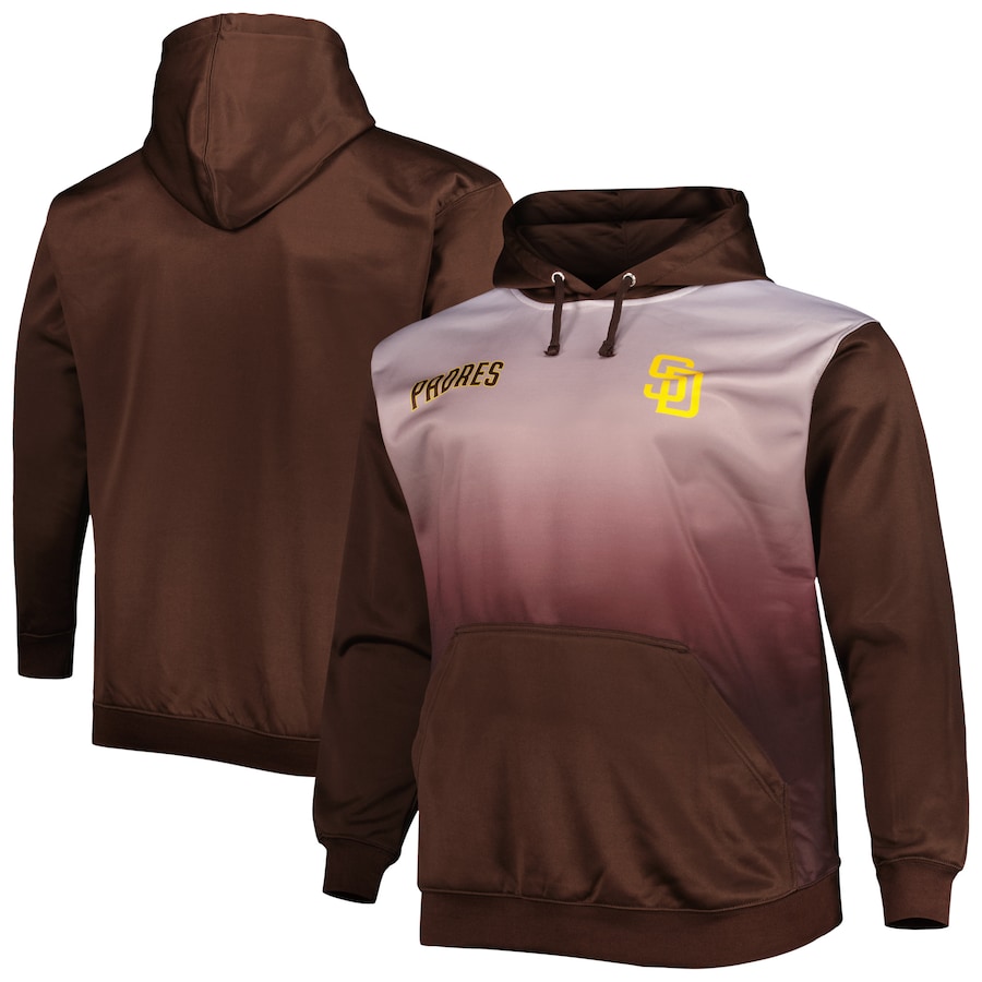 Men's San Diego Padres Brown Fade Sublimated Fleece Pullover Hoodie
