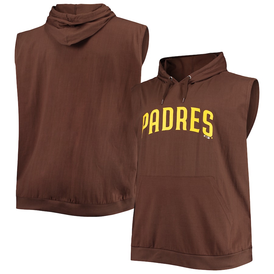 Men's San Diego Padres Brown Jersey Muscle Sleeveless Pullover Hoodie Men's San Diego Padres Brown Jersey Muscle Sleeveless Pullover Hoodie