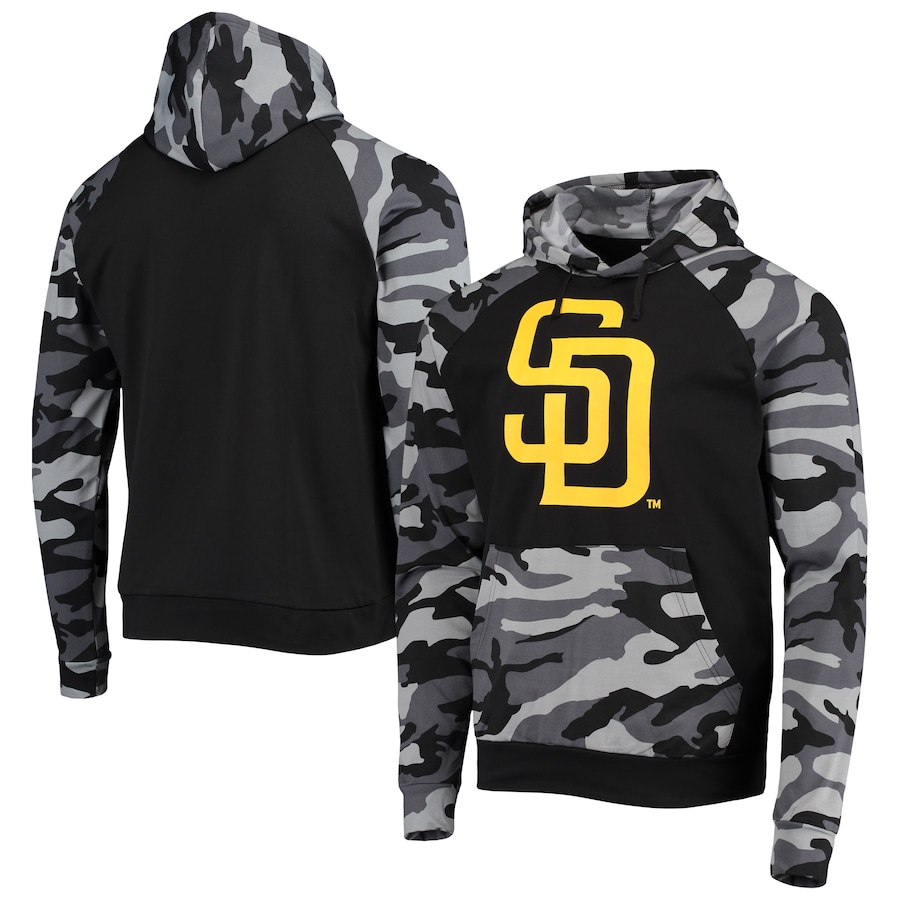 Men's San Diego Padres FOCO Black Camo Raglan Pullover Hoodie