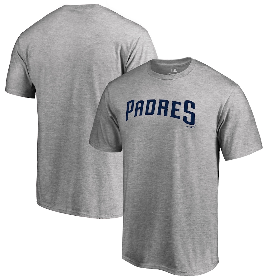 Men's San Diego Padres Ash Team Wordmark T-Shirt Men's San Diego Padres Ash Team Wordmark T-Shirt