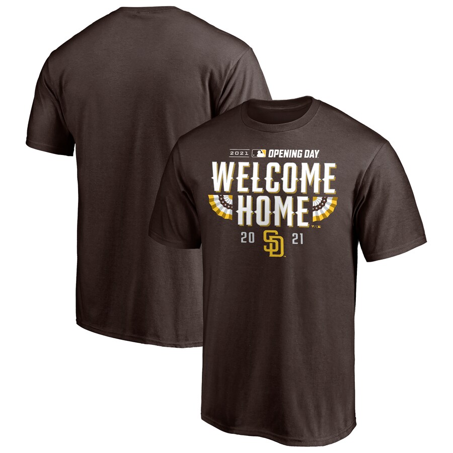 Men's San Diego Padres Brown 2021 Opening Day T-Shirt Men's San Diego Padres Brown 2021 Opening Day T-Shirt