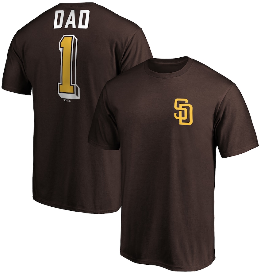 Men's San Diego Padres Brown Number One Dad T-Shirt