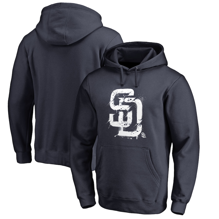 Men's San Diego Padres Navy Splatter Logo Pullover Hoodie Men's San Diego Padres Navy Splatter Logo Pullover Hoodie
