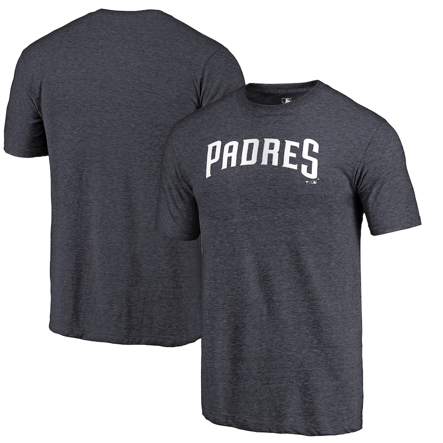 Men's San Diego Padres Navy Team Wordmark Tri-Blend T-Shirt Men's San Diego Padres Navy Team Wordmark Tri-Blend T-Shirt