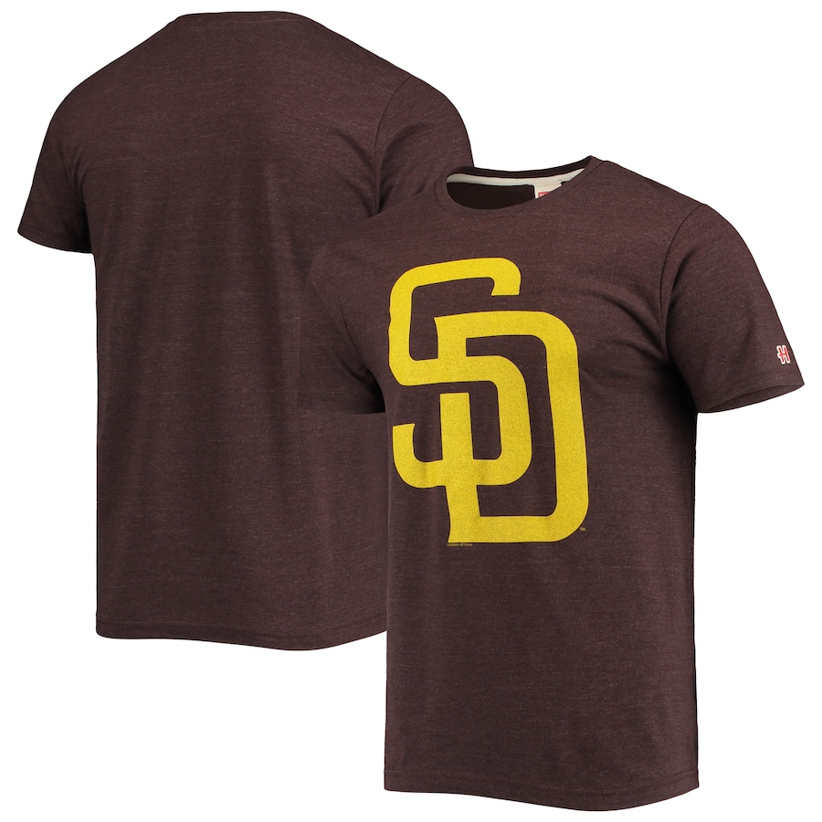 Men's San Diego Padres Homage Brown Hand Drawn Logo Tri-Blend T-Shirt