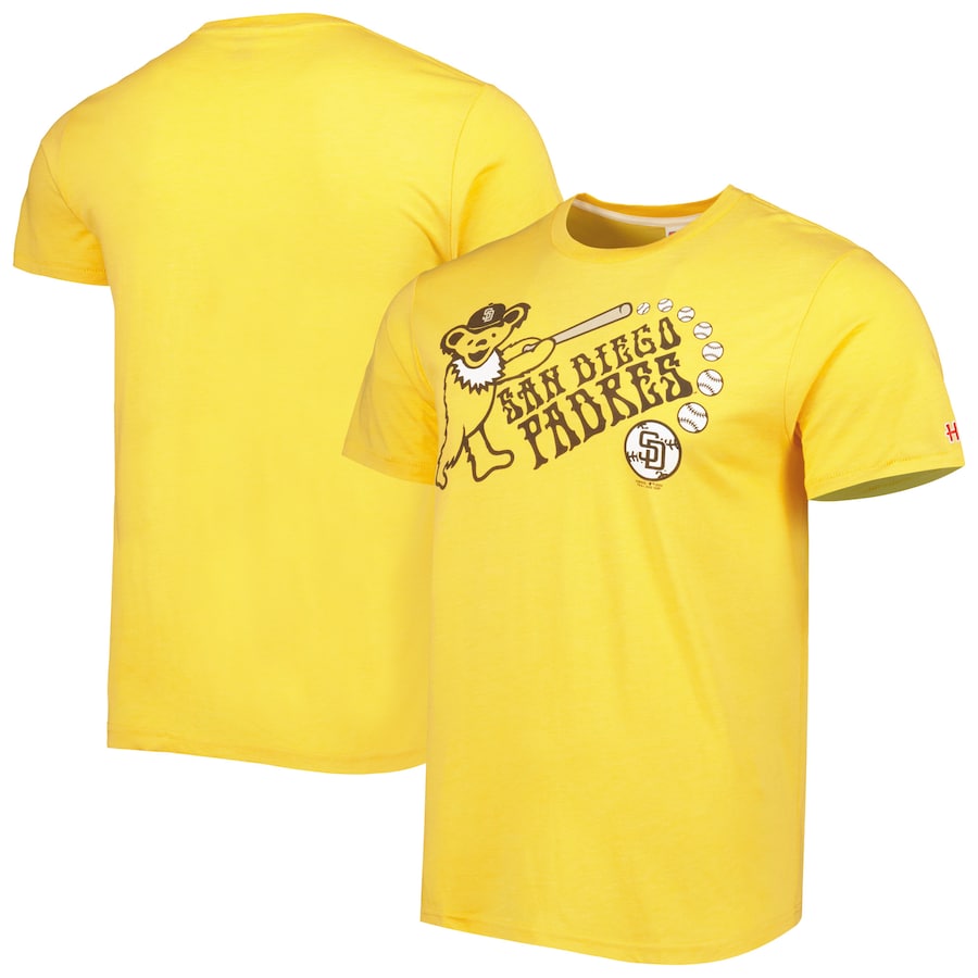 Men's San Diego Padres Homage Gold Grateful Dead Tri-Blend T-Shirt Men's San Diego Padres Homage Gold Grateful Dead Tri-Blend T-Shirt
