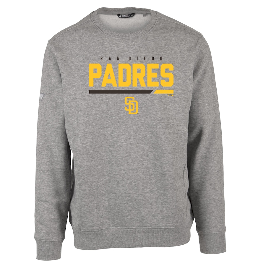Men's San Diego Padres Levelwear Heather Gray Zane Fleece Pullover Sweatshirt Men's San Diego Padres Levelwear Heather Gray Zane Fleece Pullover Sweatshirt