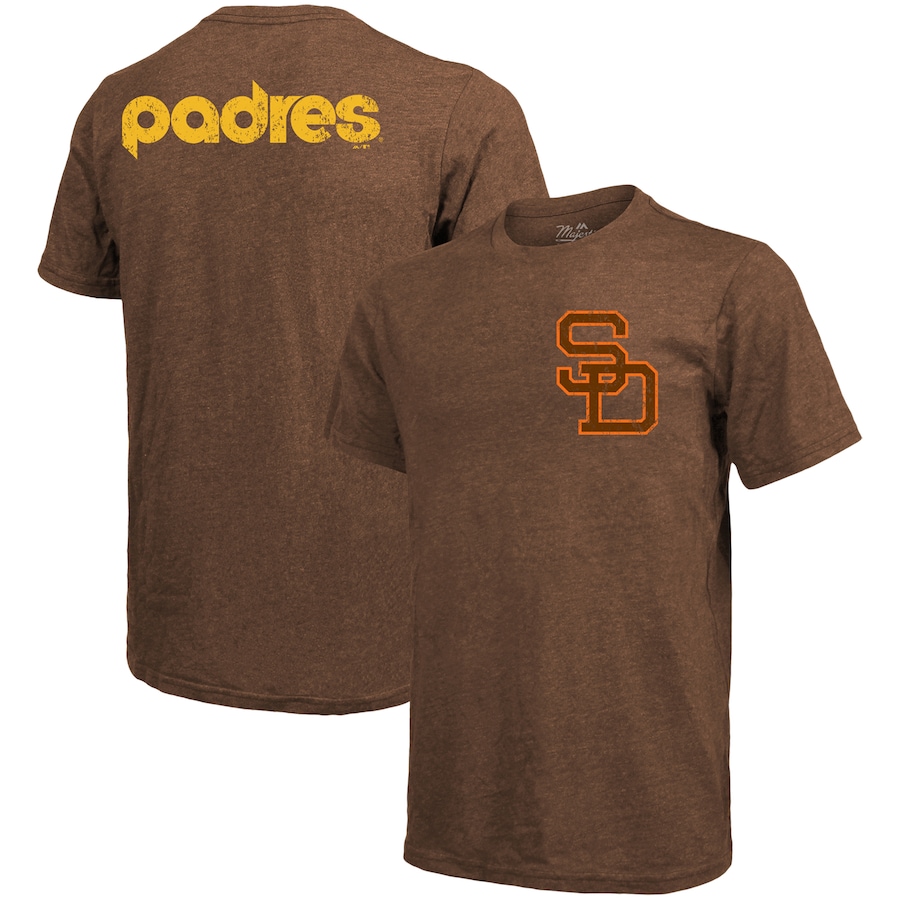 Men's San Diego Padres Majestic Threads Brown Throwback Logo Tri-Blend T-Shirt Men's San Diego Padres Majestic Threads Brown Throwback Logo Tri-Blend T-Shirt