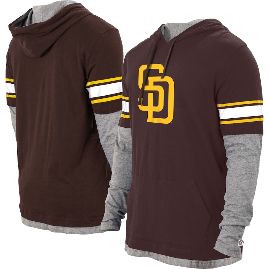 Men's San Diego Padres New Era Brown Twofer Pullover Hoodie Men's San Diego Padres New Era Brown Twofer Pullover Hoodie