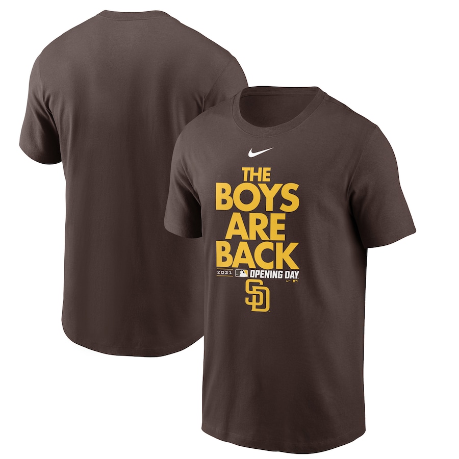 Men's San Diego Padres Nike Brown 2021 Opening Day Phrase T-Shirt