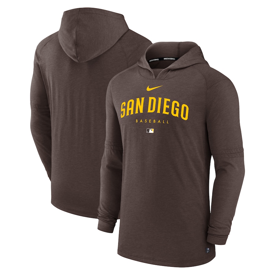 Men's San Diego Padres Nike Brown Authentic Collection Early Work Tri-Blend Performance Pullover Hoodie Men's San Diego Padres Nike Brown Authentic Collection Early Work Tri-Blend Performance Pullover Hoodie