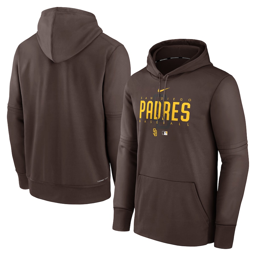 Men's San Diego Padres Nike Brown Authentic Collection Pregame Performance Pullover Hoodie
