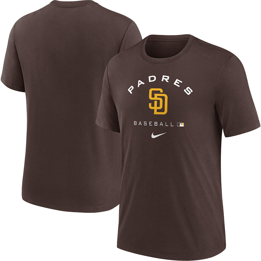 Men's San Diego Padres Nike Brown Authentic Collection Tri-Blend Performance T-Shirt