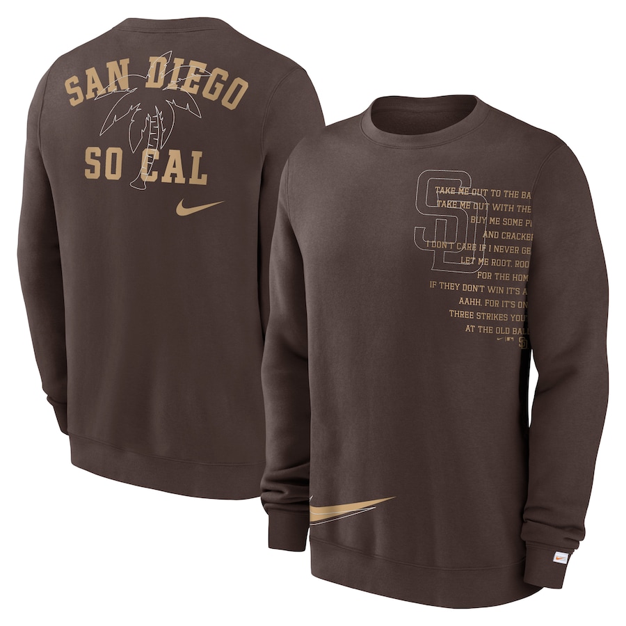 Men's San Diego Padres Nike Brown Statement Ball Game Fleece Pullover Sweatshirt Men's San Diego Padres Nike Brown Statement Ball Game Fleece Pullover Sweatshirt
