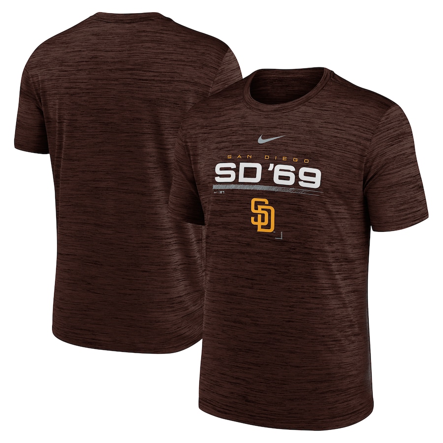 Men's San Diego Padres Nike Brown Wordmark Velocity Performance T-Shirt Men's San Diego Padres Nike Brown Wordmark Velocity Performance T-Shirt