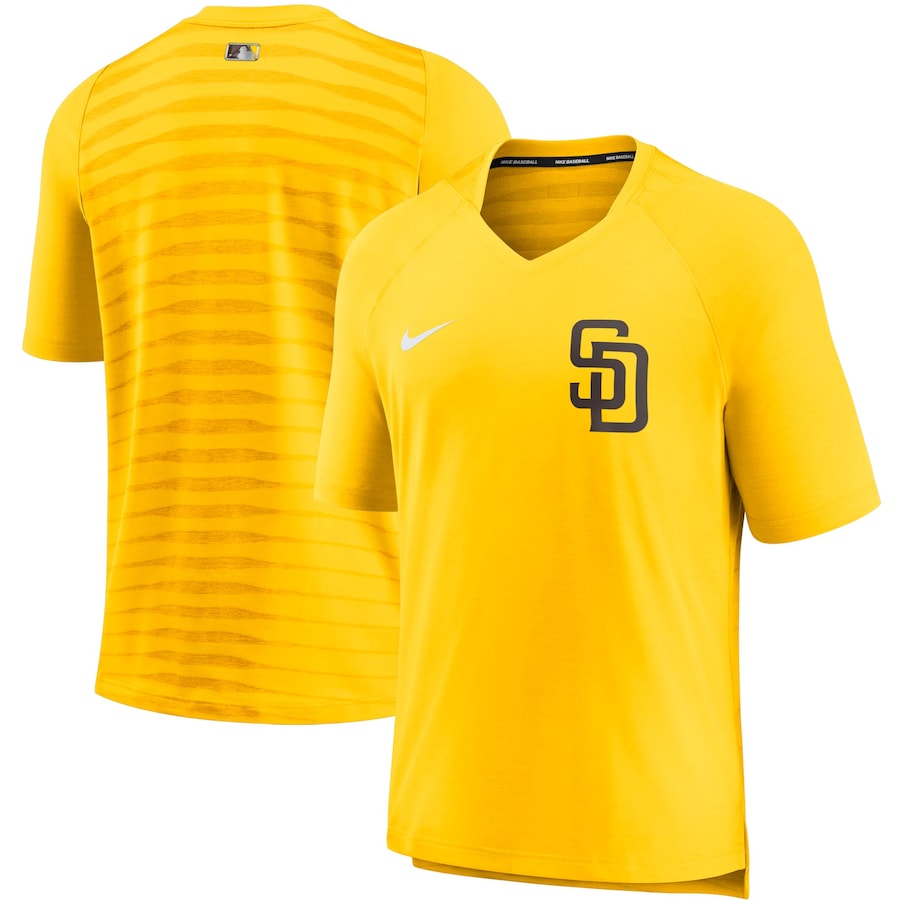 Men's San Diego Padres Nike Gold Authentic Collection Pregame Performance V-Neck T-Shirt Men's San Diego Padres Nike Gold Authentic Collection Pregame Performance V-Neck T-Shirt