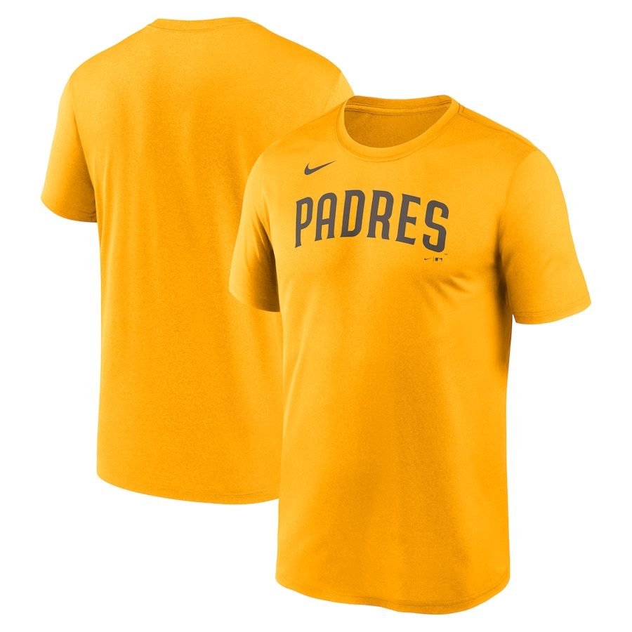 Men's San Diego Padres Nike Gold New Legend Wordmark T-Shirt Men's San Diego Padres Nike Gold New Legend Wordmark T-Shirt