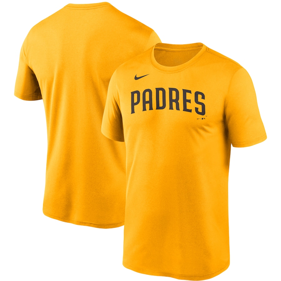 Men's San Diego Padres Nike Gold Wordmark Legend T-Shirt Men's San Diego Padres Nike Gold Wordmark Legend T-Shirt