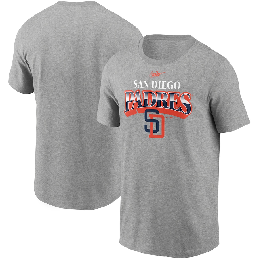 Men's San Diego Padres Nike Heathered Charcoal Cooperstown Collection Rewind Arch T-Shirt