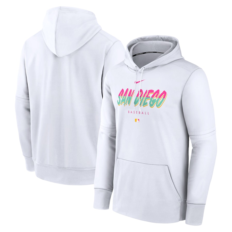 Men's San Diego Padres Nike White City Connect Pregame Performance Pullover Hoodie Men's San Diego Padres Nike White City Connect Pregame Performance Pullover Hoodie