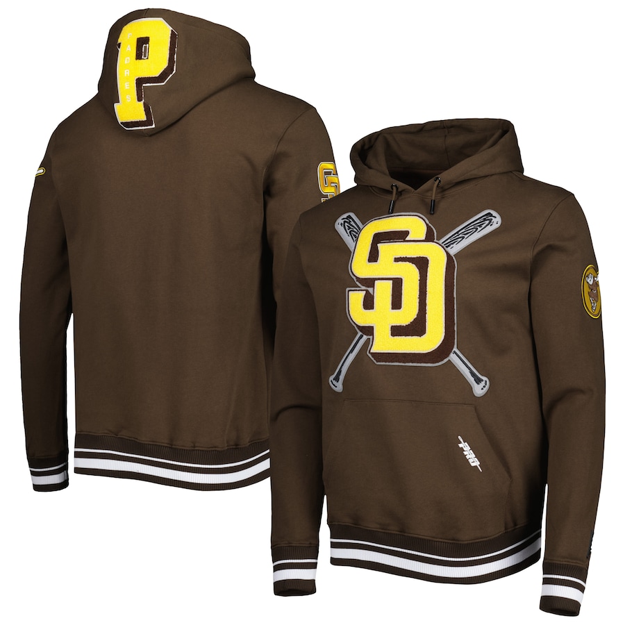 Men's San Diego Padres Pro Standard Brown Mash Up Logo Pullover Hoodie Men's San Diego Padres Pro Standard Brown Mash Up Logo Pullover Hoodie