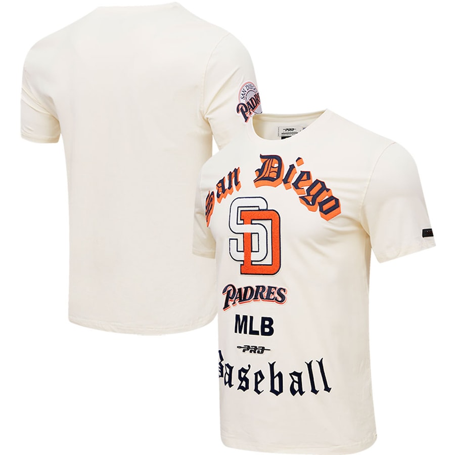 Men's San Diego Padres Pro Standard Cream Cooperstown Collection Old English T-Shirt Men's San Diego Padres Pro Standard Cream Cooperstown Collection Old English T-Shirt