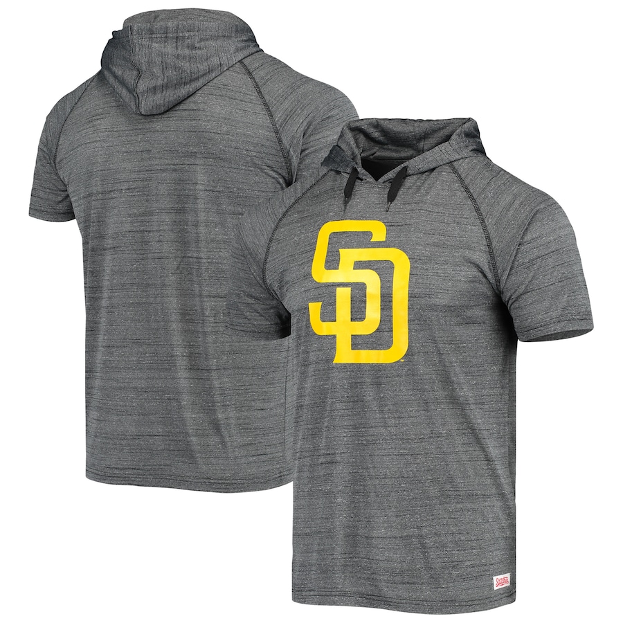 Men's San Diego Padres Stitches Charcoal Raglan Short Sleeve Pullover Hoodie Men's San Diego Padres Stitches Charcoal Raglan Short Sleeve Pullover Hoodie