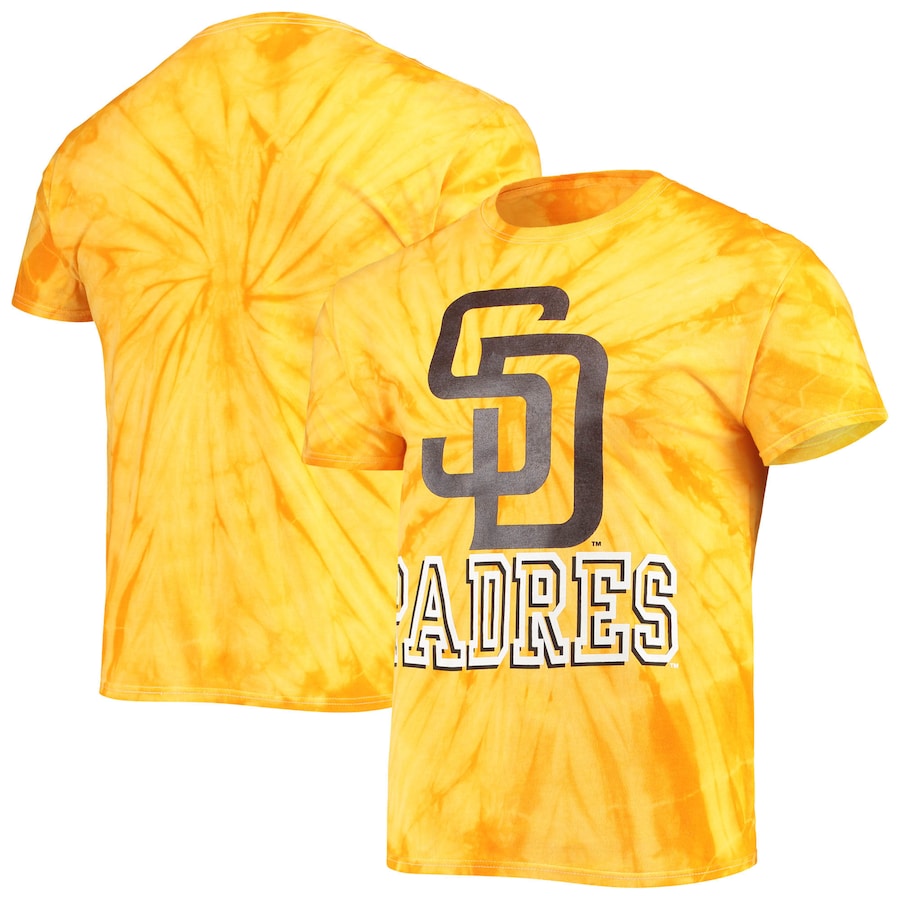 Men's San Diego Padres Stitches Gold Spider Tie-Dye T-Shirt