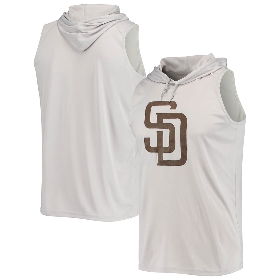 Men's San Diego Padres Stitches Gray Sleeveless Pullover Hoodie