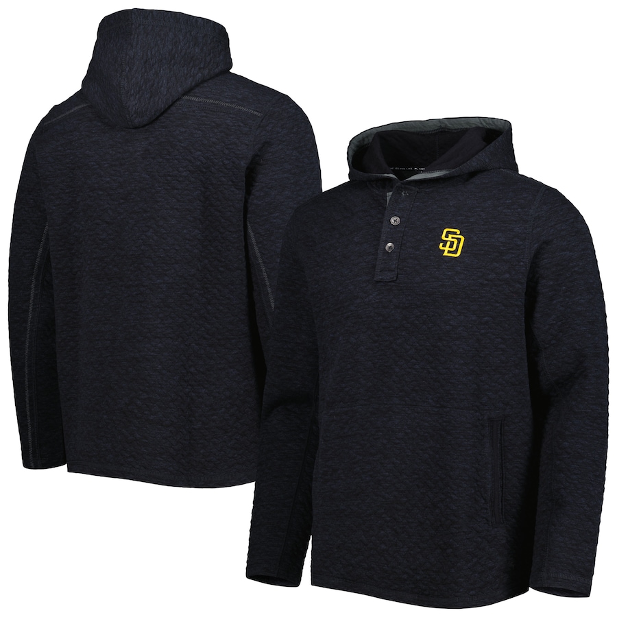 Men's San Diego Padres Tommy Bahama Black Queensland Quilted Hoodie Men's San Diego Padres Tommy Bahama Black Queensland Quilted Hoodie