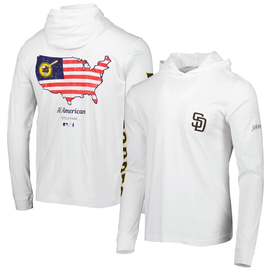 Men's San Diego Padres johnnie-O White Edison Hoodie T-Shirt Men's San Diego Padres johnnie-O White Edison Hoodie T-Shirt