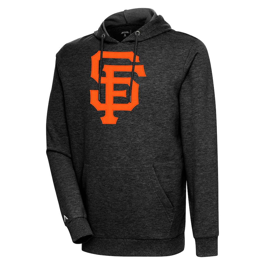 Men's San Francisco Giants Antigua Heather Black Action Pullover Hoodie