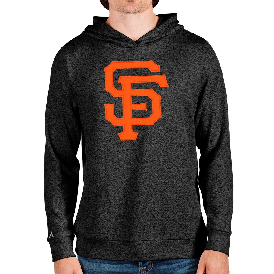 Men's San Francisco Giants Antigua Heathered Black Team Logo Absolute Pullover Hoodie