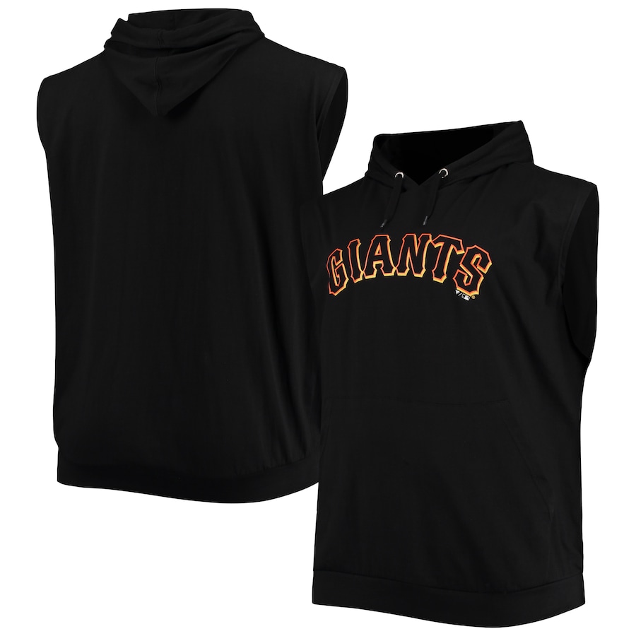 Men's San Francisco Giants Black Jersey Muscle Sleeveless Pullover Hoodie Men's San Francisco Giants Black Jersey Muscle Sleeveless Pullover Hoodie