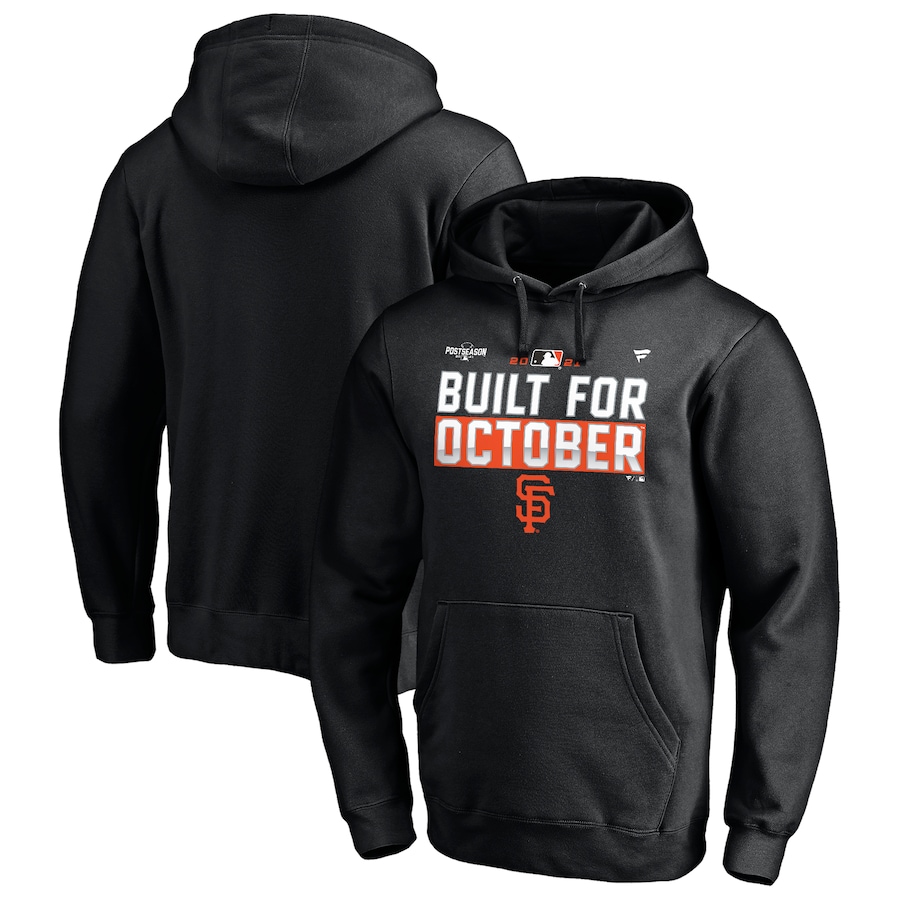Men's San Francisco Giants Black 2021 Postseason Locker Room Fitted Pullover Hoodie