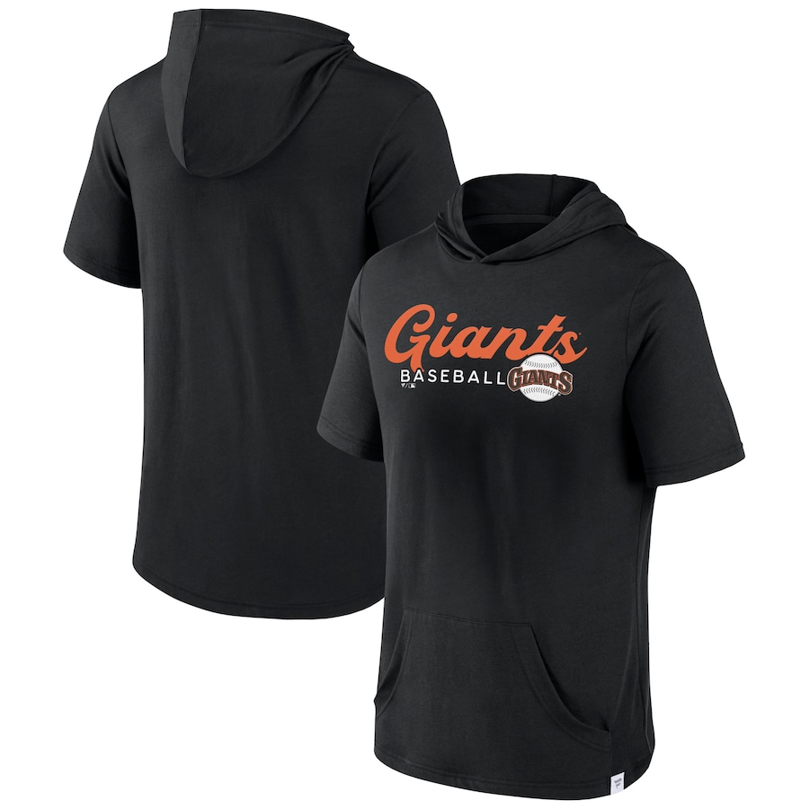 Men's San Francisco Giants Black Offensive Strategy Short Sleeve Pullover Hoodie Men's San Francisco Giants Black Offensive Strategy Short Sleeve Pullover Hoodie