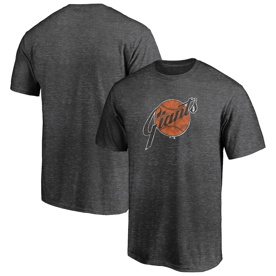 Men's San Francisco Giants Charcoal True Classics Throwback Logo Tri-Blend T-Shirt