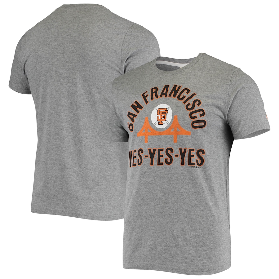 Men's San Francisco Giants Homage Heathered Gray Local Yes Tri-Blend T-Shirt