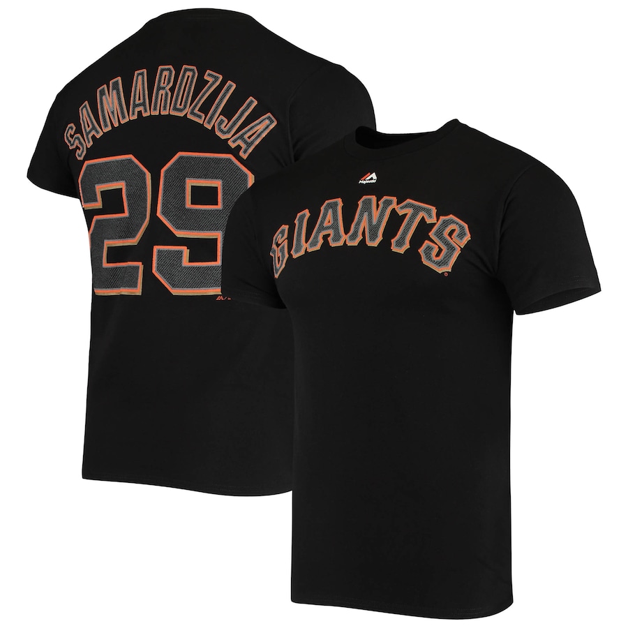 Men's San Francisco Giants Jeff Samardzija Majestic Black Stitch T-Shirt Men's San Francisco Giants Jeff Samardzija Majestic Black Stitch T-Shirt