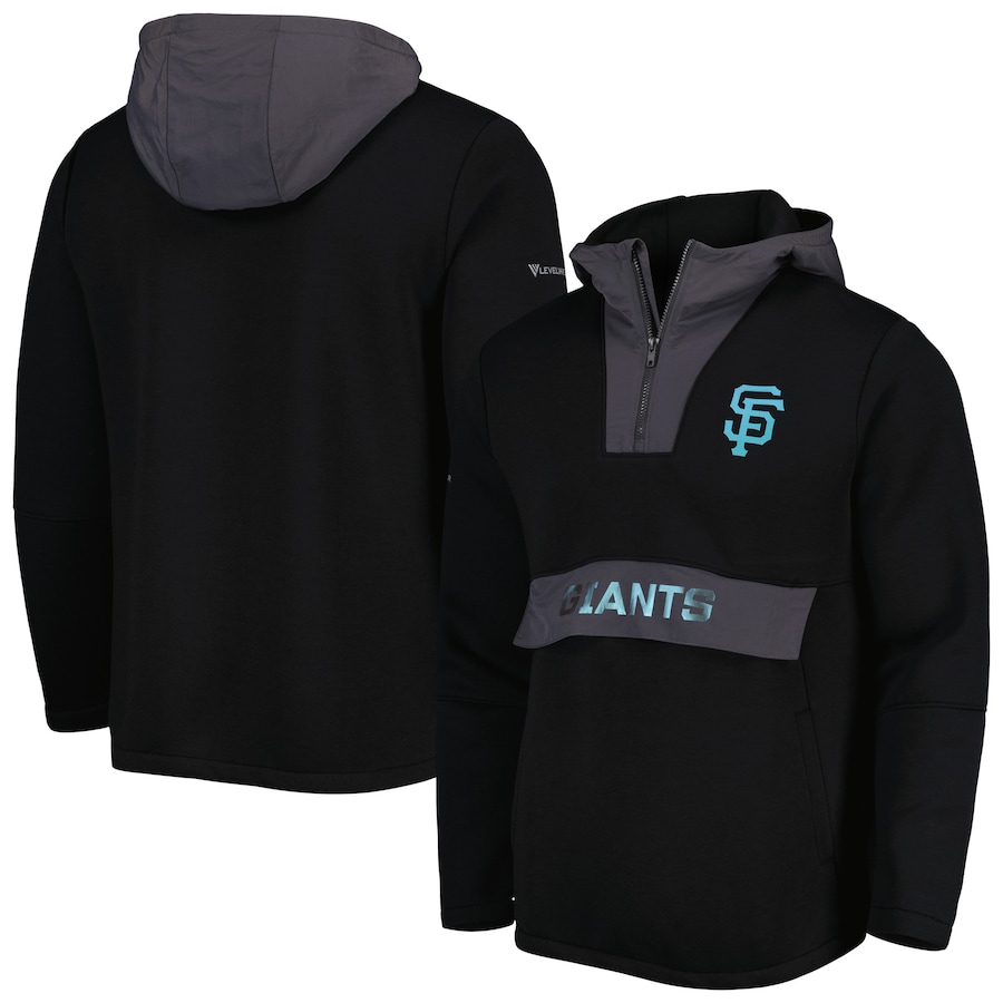 Men's San Francisco Giants Levelwear Black Ruckus Quarter-Zip Hoodie Men's San Francisco Giants Levelwear Black Ruckus Quarter-Zip Hoodie