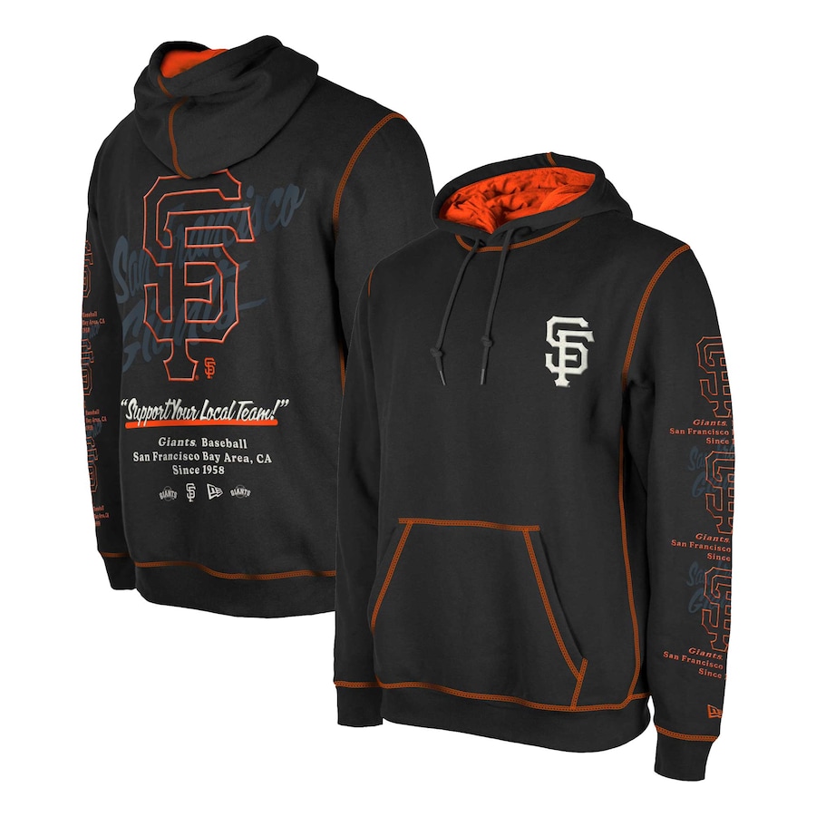 Men's San Francisco Giants New Era Black Team Split Pullover Hoodie