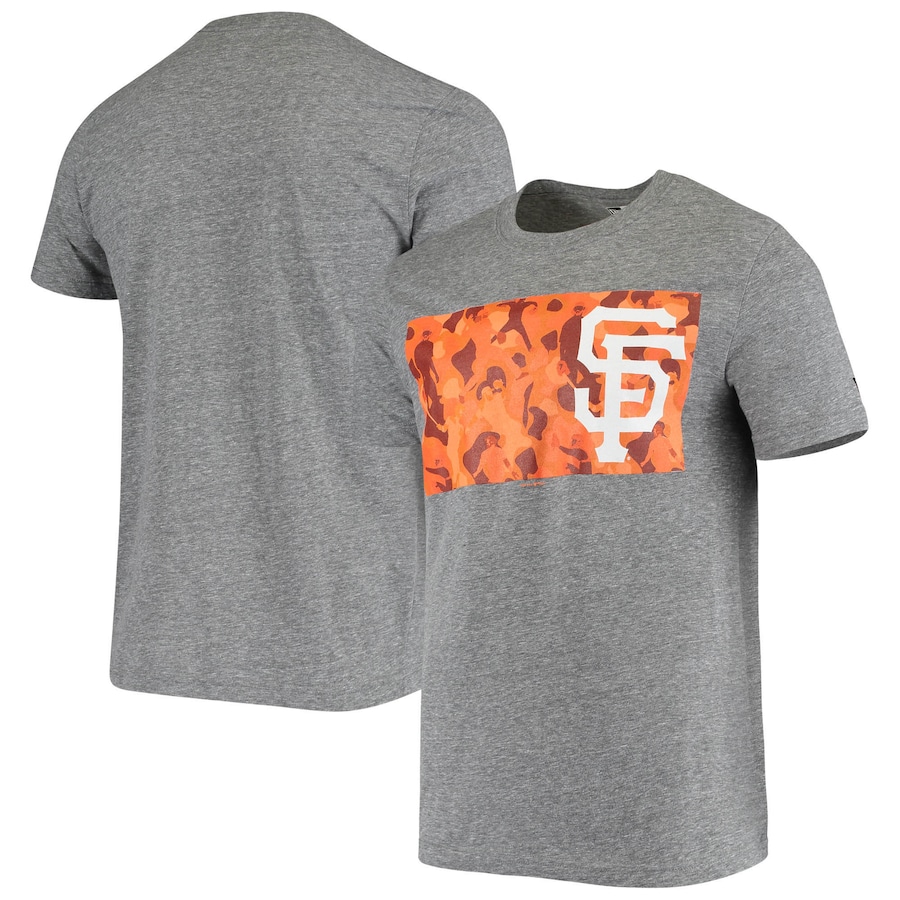 Men's San Francisco Giants New Era Heathered Gray Camo Offset White Tri-Blend T-Shirt
