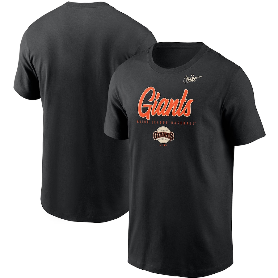 Men's San Francisco Giants Nike Black Cooperstown Collection Wordmark Script Logo T-Shirt