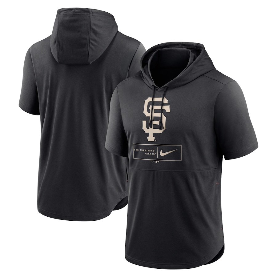 Men's San Francisco Giants Nike Black Logo Lockup Performance Short-Sleeved Pullover Hoodie Men's San Francisco Giants Nike Black Logo Lockup Performance Short-Sleeved Pullover Hoodie