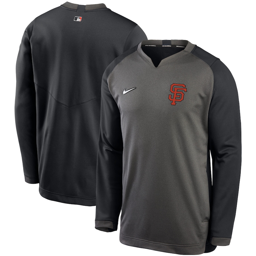 Men's San Francisco Giants Nike Charcoal/Black Authentic Collection Thermal Crew Performance Pullover Sweatshirt Men's San Francisco Giants Nike Charcoal/Black Authentic Collection Thermal Crew Performance Pullover Sweatshirt