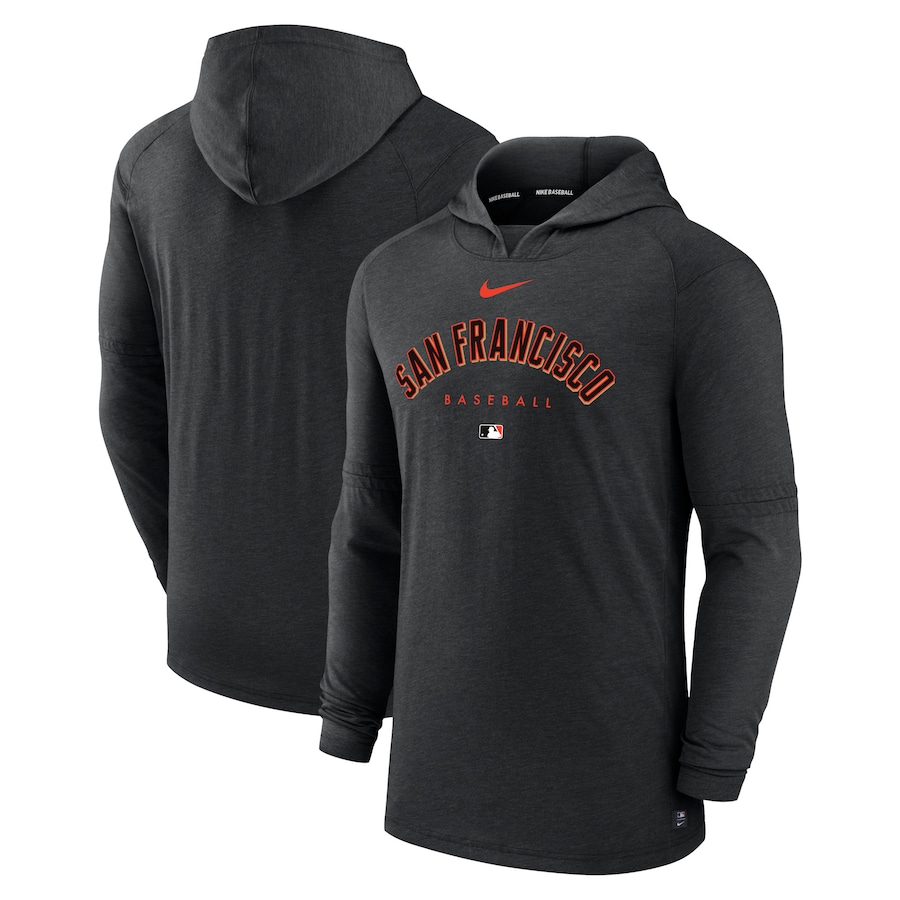 Men's San Francisco Giants Nike Heather Black Authentic Collection Early Work Tri-Blend Performance Pullover Hoodie Men's San Francisco Giants Nike Heather Black Authentic Collection Early Work Tri-Blend Performance Pullover Hoodie
