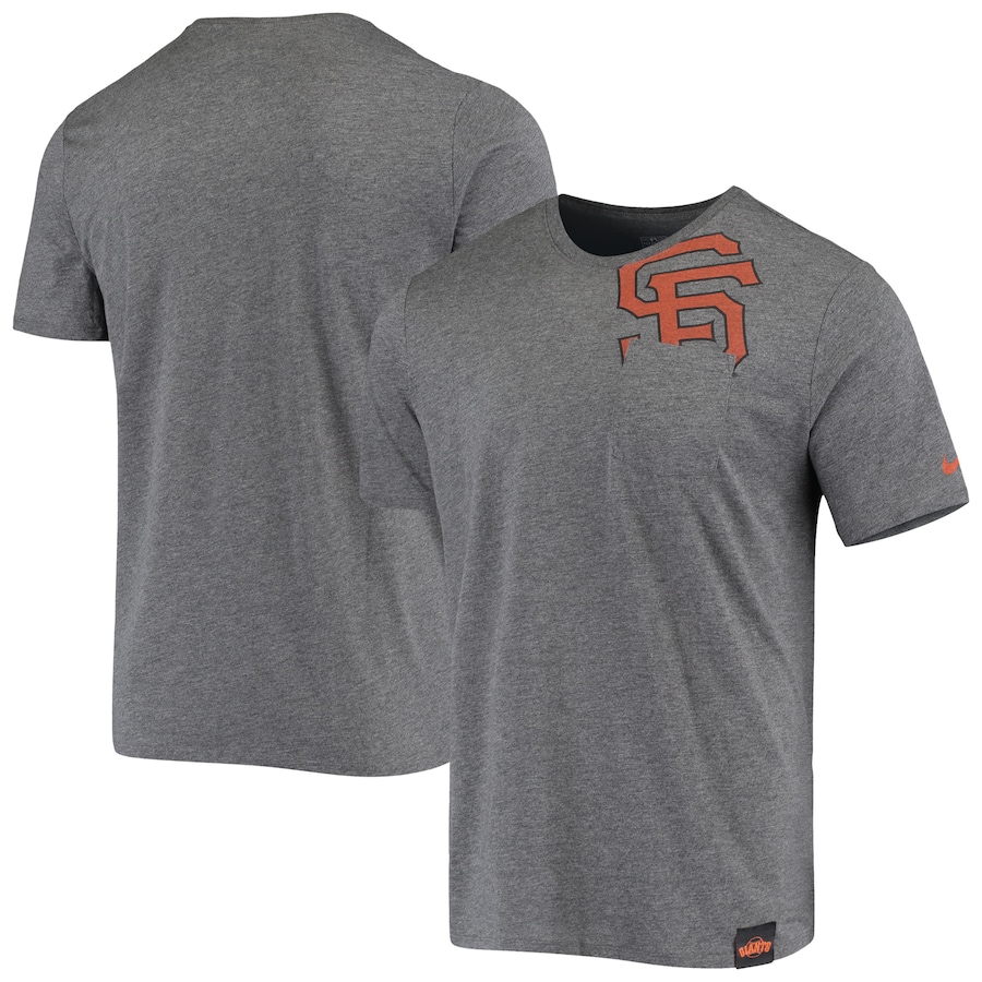 Men's San Francisco Giants Nike Heathered Gray Tri-Pocket T-Shirt Men's San Francisco Giants Nike Heathered Gray Tri-Pocket T-Shirt