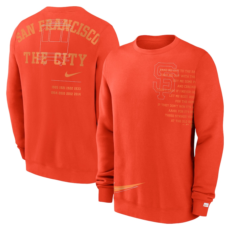 Men's San Francisco Giants Nike Orange Statement Ball Game Fleece Pullover Sweatshirt Men's San Francisco Giants Nike Orange Statement Ball Game Fleece Pullover Sweatshirt